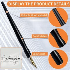 Calligraphy Pens Set – 17 Pieces Stainless Steel Pen Nibs black