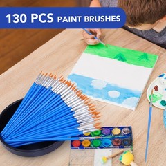 AROIC Small Paint Brushes Bulk,130pcs Nylon Hair Round Detail 130 Fine, Blue