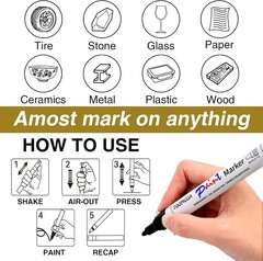 Durable White Paint Markers – Permanent Oil-Based, Quick Dry, Waterproof, 2 Pack