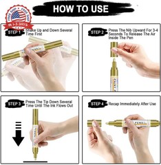 Betem Oil Based Paint Markers, Dual Tip Paint Pens(0.7mm & 3mm), Gold Silver Per