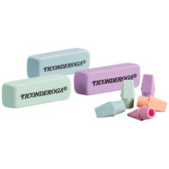 Ticonderoga Assorted Erasers, Pastel Colors, 15 Count
