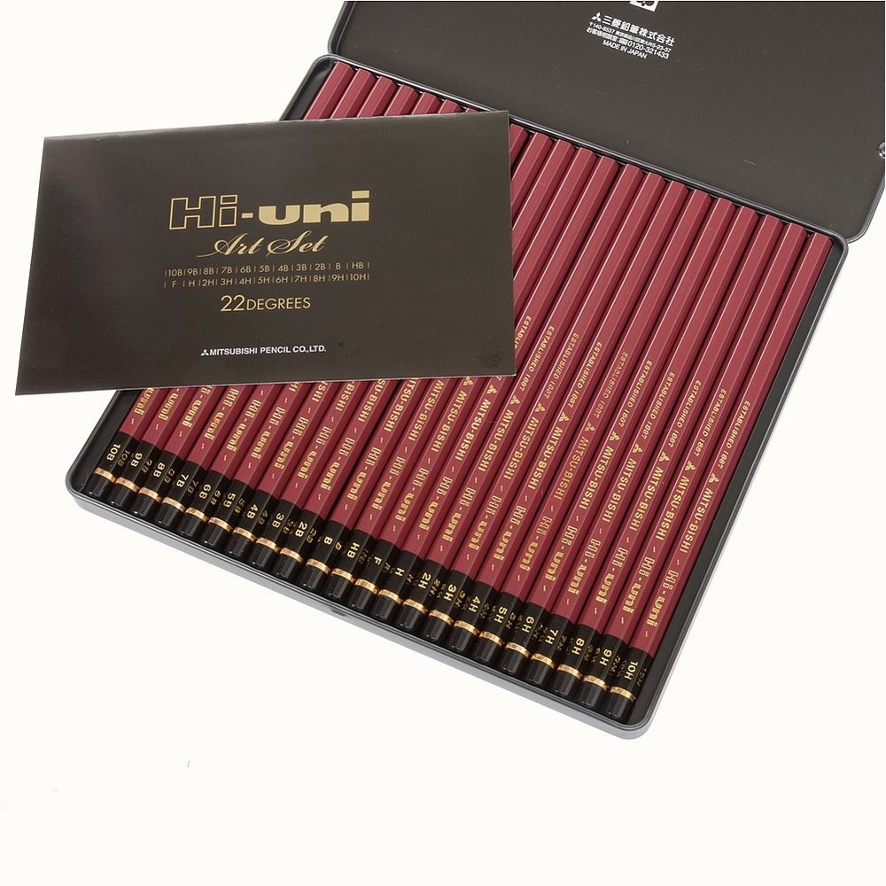 MITSUBISHI Hi-uni Pencil Art Set 22 degrees 10H-10B MITSUBISHI HUAS New