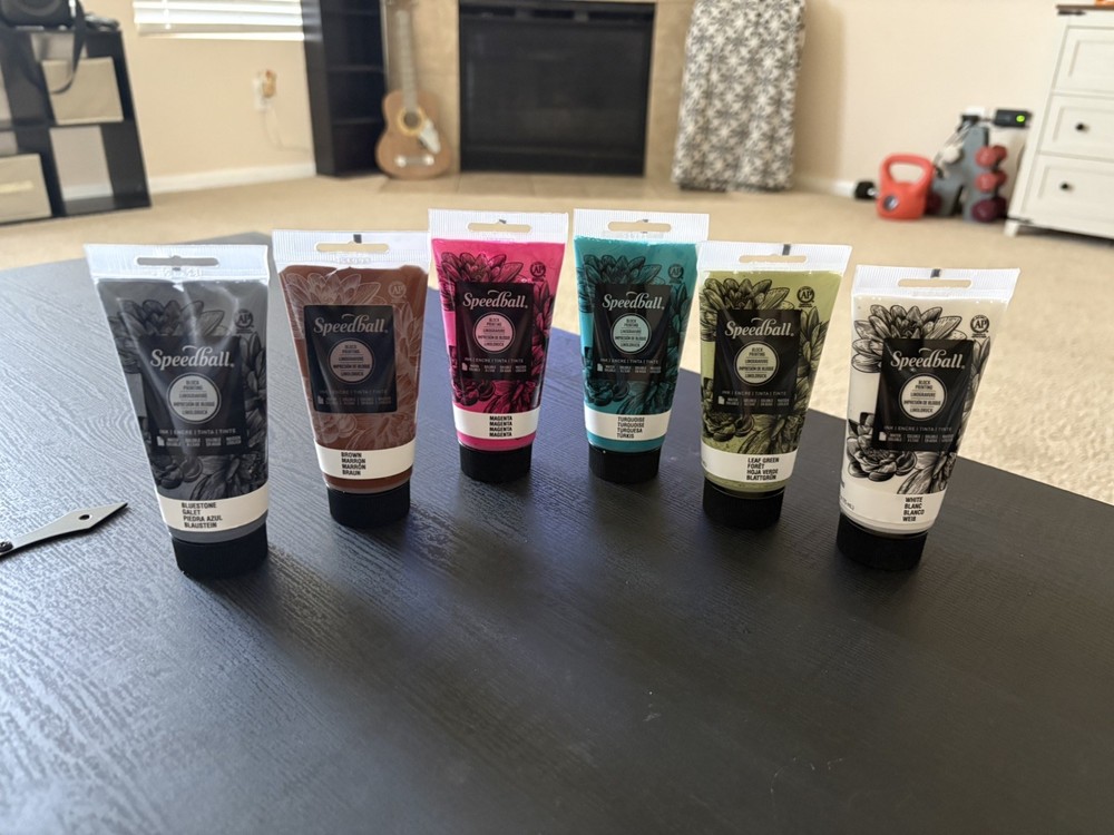 (6) Speedball Water-Soluble Block Printing Inks, 2.5-Ounce (NEW)