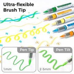 Ohuhu Acrylic Paint Markers Brush Tip 24 1 Count (Pack of 24), Multicolor