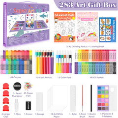Learning Gifts for Kids – 283 Pieces Drawing Set Art Kits with Trifold Easel