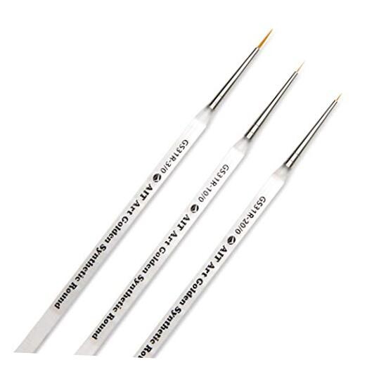 AIT Art Round Paint Brushes – Pack of 3 – Acrylic 20/0, 10/0, 3/0