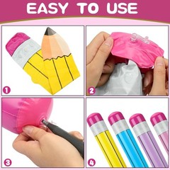 8 Pieces Multicolor Giant Inflatable Pencil 28.7 Inch Multicolor Blow up Penc