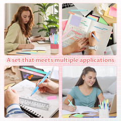 80Pcs Aesthetic School Supplies with Cute Pencil Case, 12 Pastel Highlighters, 4