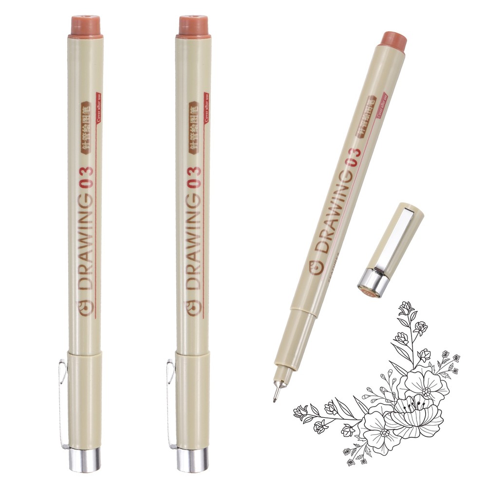 3Pcs 0.35mm Fineliner Ink Pens(Brown)