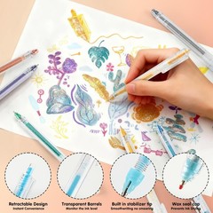 Glitter Pens, 48 Colors Glitter Pens Set, Retractable Sparkle Ink Pens for Co…