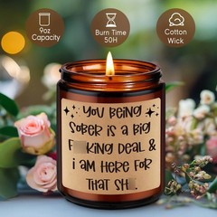 Fairy’s Gift Candle, Sobriety Gifts for Women Men, 1 Year Brown-Lavender