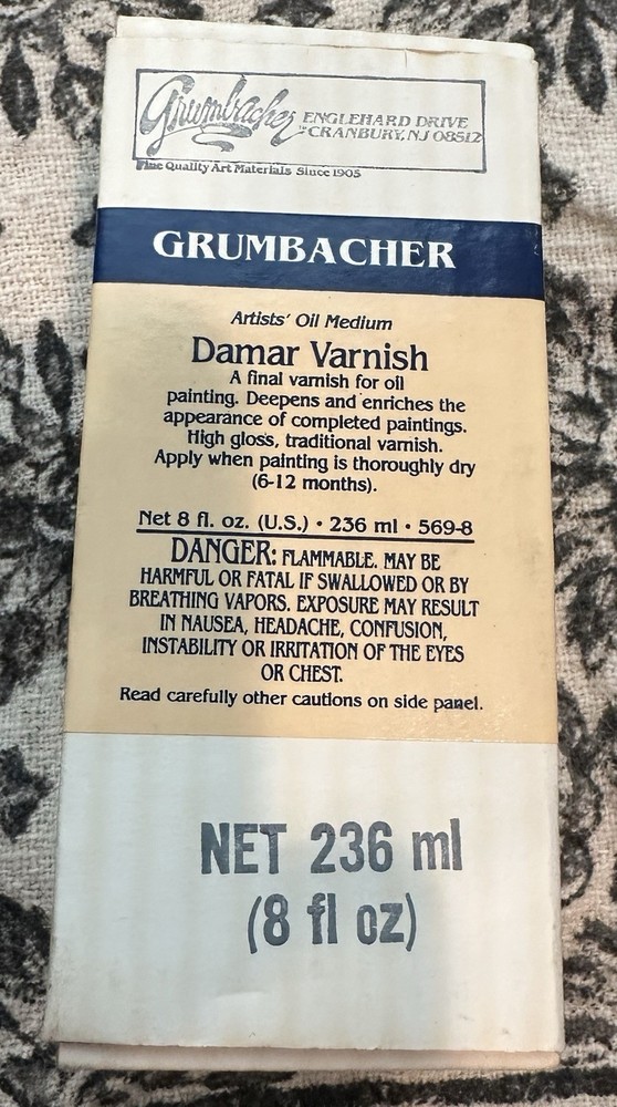 GRUMBACHER Artists’ Oil Medium Damar Varnish 8 fl oz New and Sealed In Box VTG