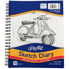 4 Pack Pacon Ucreate Medium Weight Sketch Diary, 70 Ct