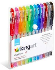 Glitter Rollerball Gel Pens, 12 Sparkling Colors with Soft-Grip Comfort, XL Ink
