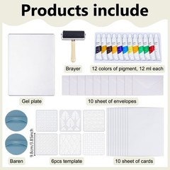 Gel Printing Plate Kit Geometric Printmaking Supplies Includes 5×7 Inch Reusa…