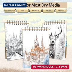 Crehatos 5.5″ x 8.5″ Small Sketch Book, Top Spiral Bound Sketch Pad, 100 Sheets