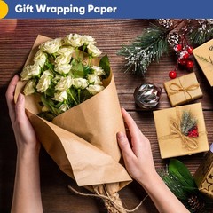 Vanhench Brown Wrapping Paper Roll, Craft Kraft Packing 17.5″ X 100‘,