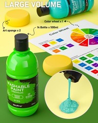 18 Colors Large Washable Paint Set for Kid 8.4oz,250 ml, Acrylic Bulk