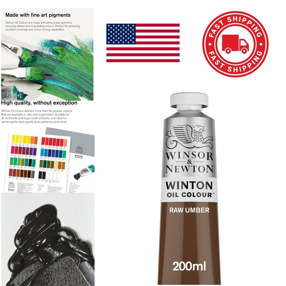 Raw Umber Oil Paint 6.75oz Tube Excellent Lightfastness for Art Applications