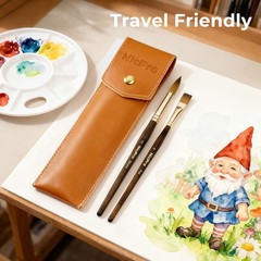 Nicpro Travel Watercolor Brushes Set, 6Pcs Kolinsky Sable 6 PCS, White/Light