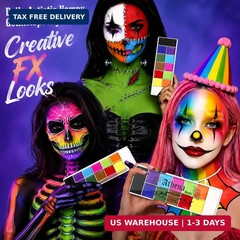 UCANBE Athena Basic Face Body Paint Oil Palette, 12 Color Large Black White Prof
