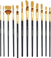 Transon Paint Brush Set 12 Pack Acrylic Watercolor Gouache Artist Brushes