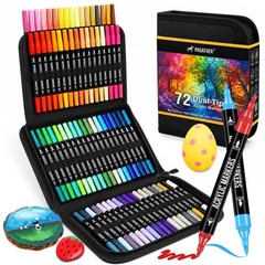 72 Colors Acrylic Paint Markers, Dual Tip with Fine Tip and Brush Tip Pens fo…