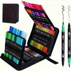 24 Colors Art Paint Markers, Dual Tip Acrylic Paint Pens with Brush Tip & Fi
