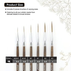 6 PCS Extra Long Fine Tip Rigger Liner Paint Brush Set Script Pinstriping