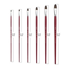 XDT#6106 Filbert Style Paint Painting Brushes Set 6 Piece Red Sable Weasel Mixed