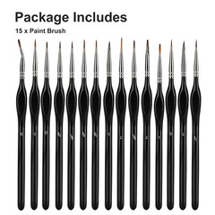 15PCS Miniature Paint Brushes Fine Tip Set for Art Nail Model Craft Oil Painting