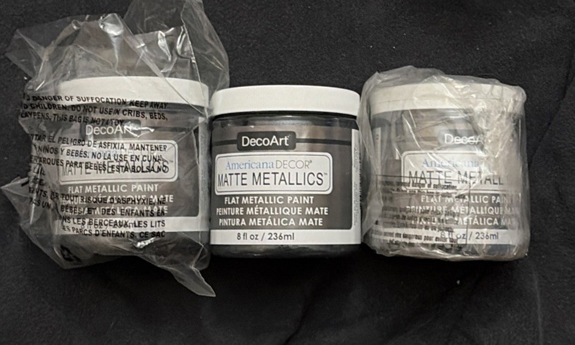 3X – DecoArt Americana Decor Matte Metallics Paint 236ml (8oz) Charcoal