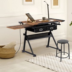 Adjustable Drafting Table for Artists – Drawing Table with Drawers & Outlet