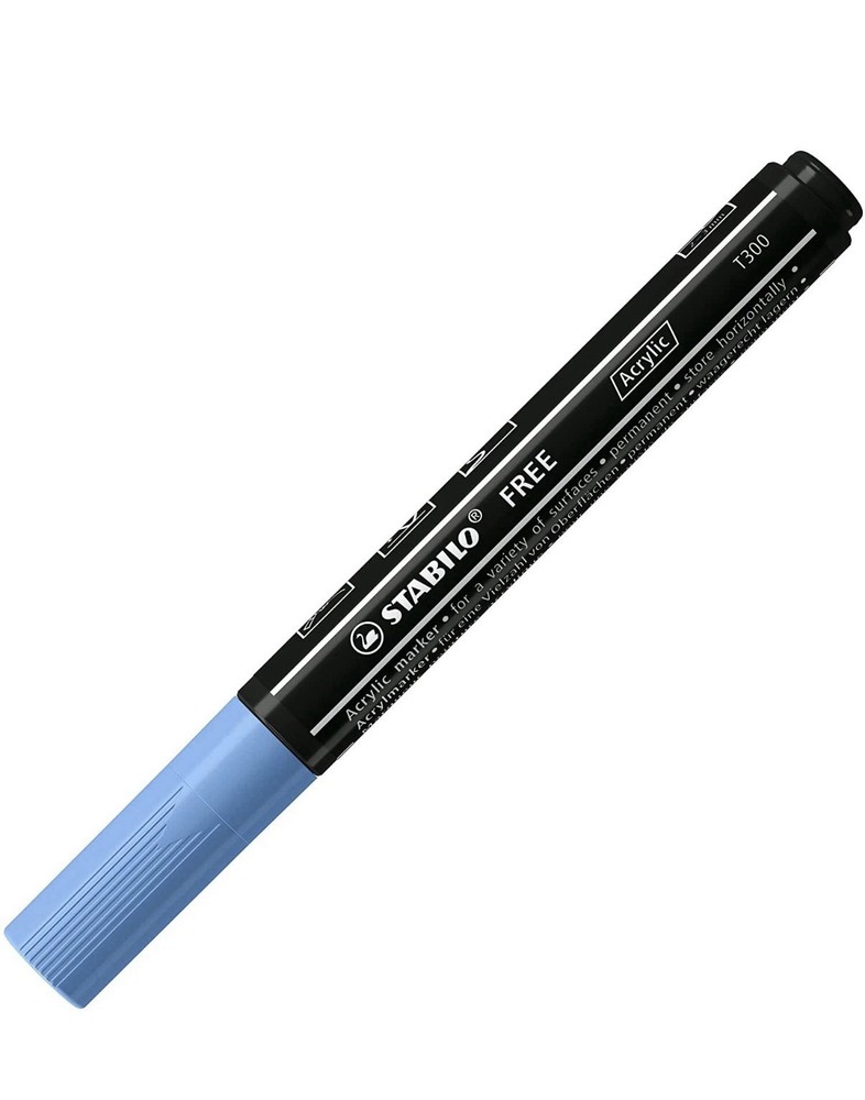 STABILO Free Acrylic Marker T300 2-3mm Bullet Tip Set Of 5 Cobalt Blue 692/752