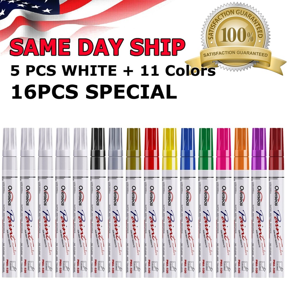 16Pcs Waterproof Permanent Paint Marker Pen For Car Tyre Tire Tread Rubber Metal