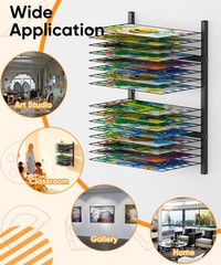 mocomax Wall Mount Art Drying Rack, 16 Removable Shelves Metal Paint Drying R