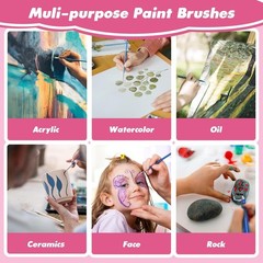 Small Paint Brushes Bulk, 110 Pcs Flat Tip Round Acrylic Paint Brushes for Ki…