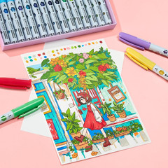 60 Colors Direct Liquid Acrylic Marker, Brush Tip Coloring Drawing Cartoon Anim