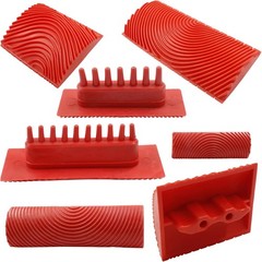 4 Pcs Wood Grain Tool, Rubber Graining Tool Texture Pattern DIY Red + Black