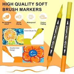 Amamao 176 Colors Acrylic Paint Markers Pens Set,88 Pack Brush Acrylic Paint Mar