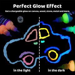 Glow in The Dark Paint, Glow Paint Set of 12 Bright Colors 30ml/1oz, Long Las