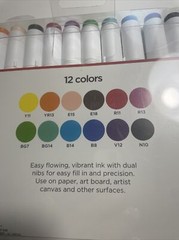 Sketch Marker Set, 12 Colors Premiere Markers By Nicole, Brush & Chisel Tip