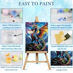 Colourful Dragons Paint by Numbers Kits for Adults Beginner with Wooden Framed,