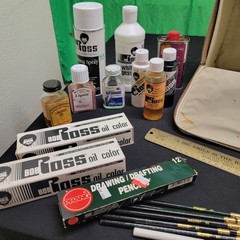 Lot Of Bob Ross Painting Products Various Liquid Mediums & Art Carrying Case
