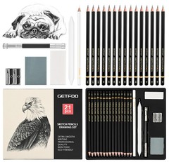 21Pc Art Drawing Pencil Set 14B-5H Graphite Charcoal Shading