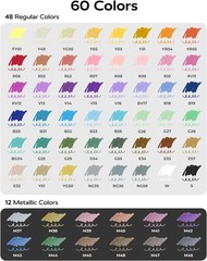 JusArt 60 Colors Dual Tip Acrylic Paint Pens Markers, Brush and Fine Tip, Premiu