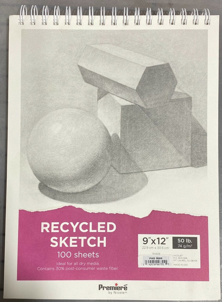 Premiere By Nicole 9508 300 Series Sketch Pad, 9×12, White, 100 Sheets