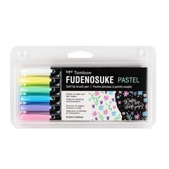 56448 Fudenosuke Brush Pens, Pastel, 6-Pack