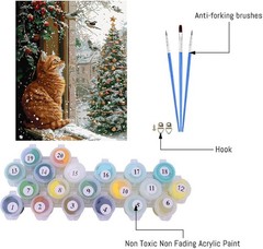 Cat Paint by Numbers Kit for Adults – 16x20in Relaxing Winter Art Project