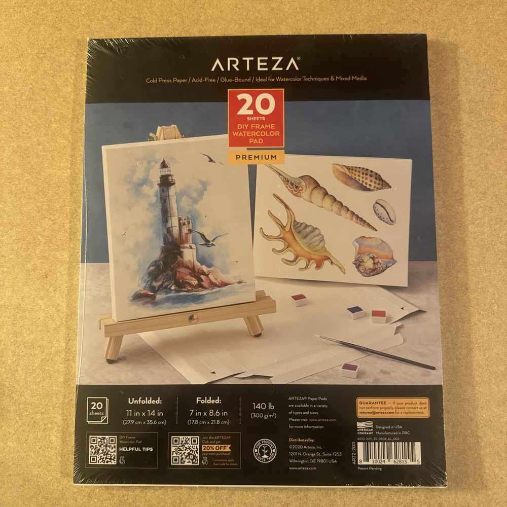 Arteza DIY Foldable Canvas Frame | Watercolor | 11” x 14” (UNFOLDED) – 20 Sheets